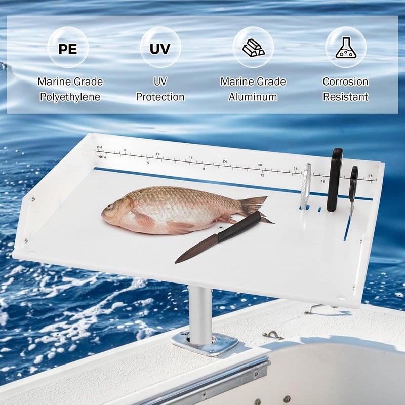 BEAMNOVA Boat Cutting Board Bait Table White Boat Bait Cutting Board With Plier Storage and Knife Slot,Bait Table for Boat with Rod Holder Mount Fishing Fillet Table，Boat Accessories Marine，20”x12“ - Image 3